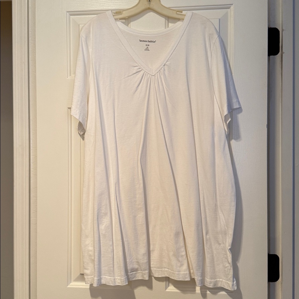 Woman Within White Short Sleeve Tee